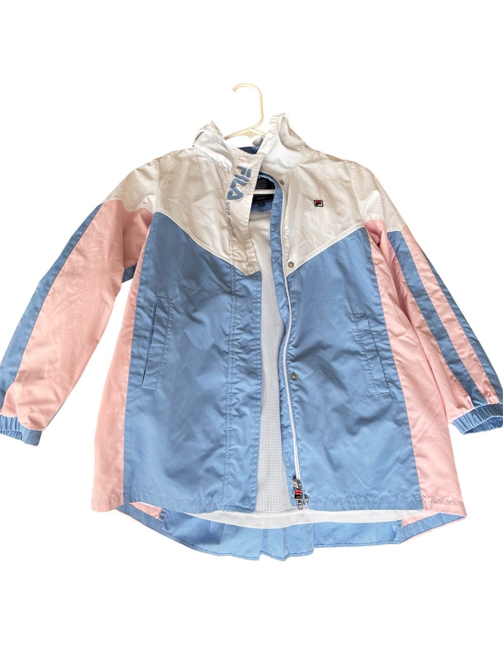 Fila Light Blue and Pink Windbreaker/Athletic Jacket with Contrast Label